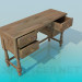3d модель Деревянный письменный стол с выдвижными ящиками – превью
