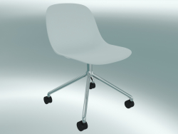 Chair swivel Fiber on 4 wheels (White, Chrome)
