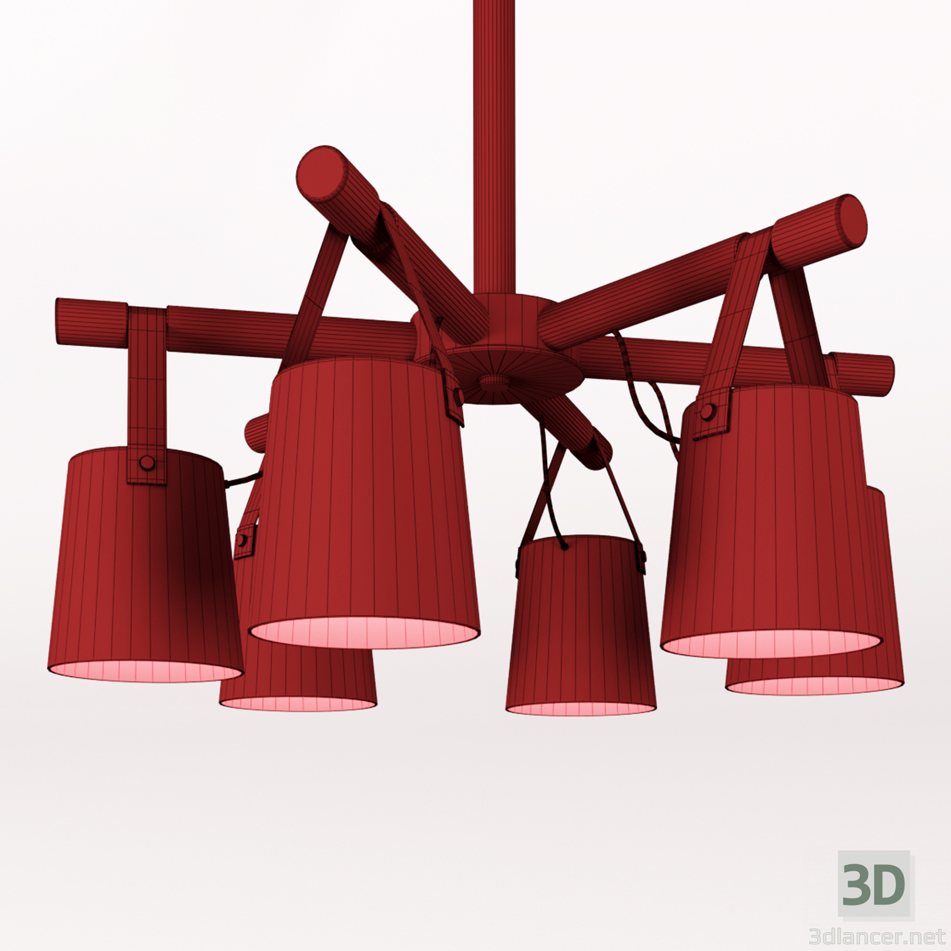 modello 3D di Lampadario moderno a sospensione a caduta nordica 6 comprare - rendering