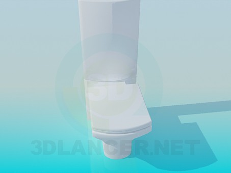 3d model WC con inodoro de alta descarga - vista previa