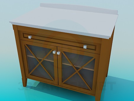 modèle 3D Table de chevet avec portes transparentes - preview