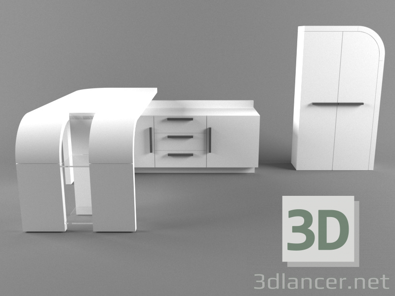 modello 3D mobili da ufficio - anteprima