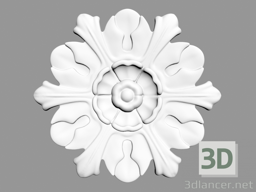 3D modeli Rozet (kalıplama) R12 (19,5 x 19,5 x 1,8 - Ø 20 cm) - önizleme