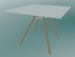 Table MART (9843-01 (100x100cm), H 73cm, blanc HPL, aluminium, plaqué frêne naturel)
