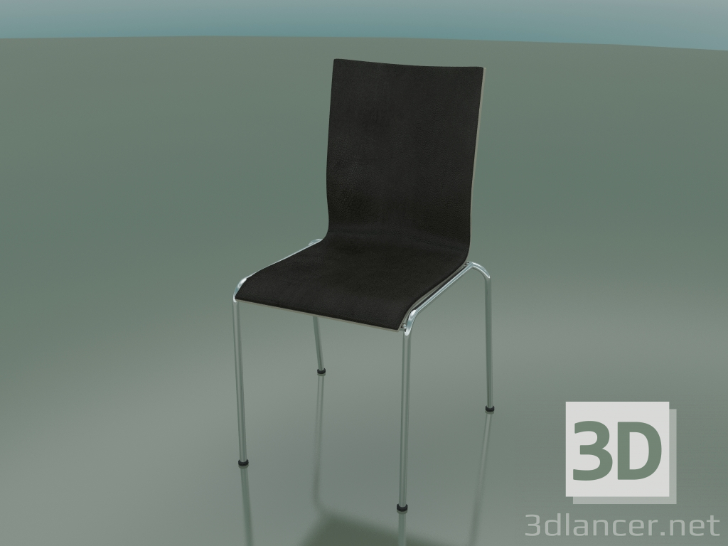 modello 3D Sedia a 4 gambe con schienale alto con rivestimento interno in pelle (104) - anteprima