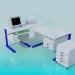 3d model Computer desk and bedside table - preview