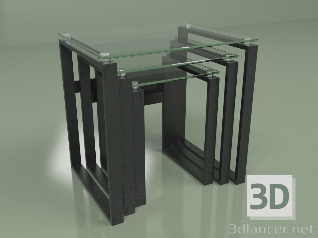 modello 3D Tavolino Matrix set (nero) - anteprima