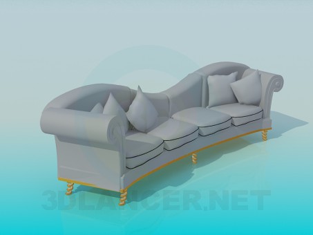 modello 3D Divano con cuscini - anteprima
