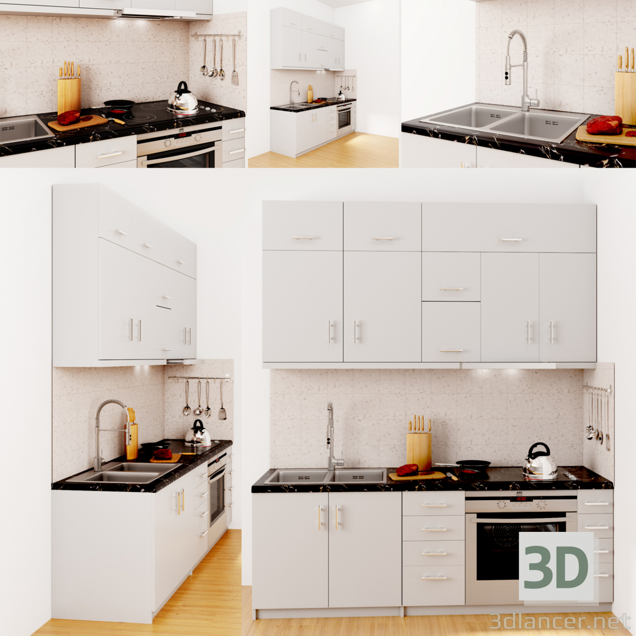 modello 3D di cucina comprare - rendering
