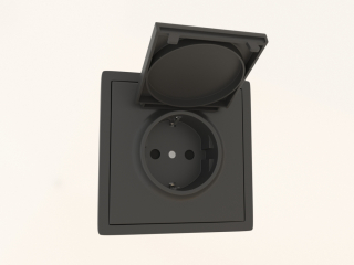 3D-модель "Розетка із заземленням та кришкою Schuko (16А, 250 В, на гвинтах, чорний, DA45428) R98"
