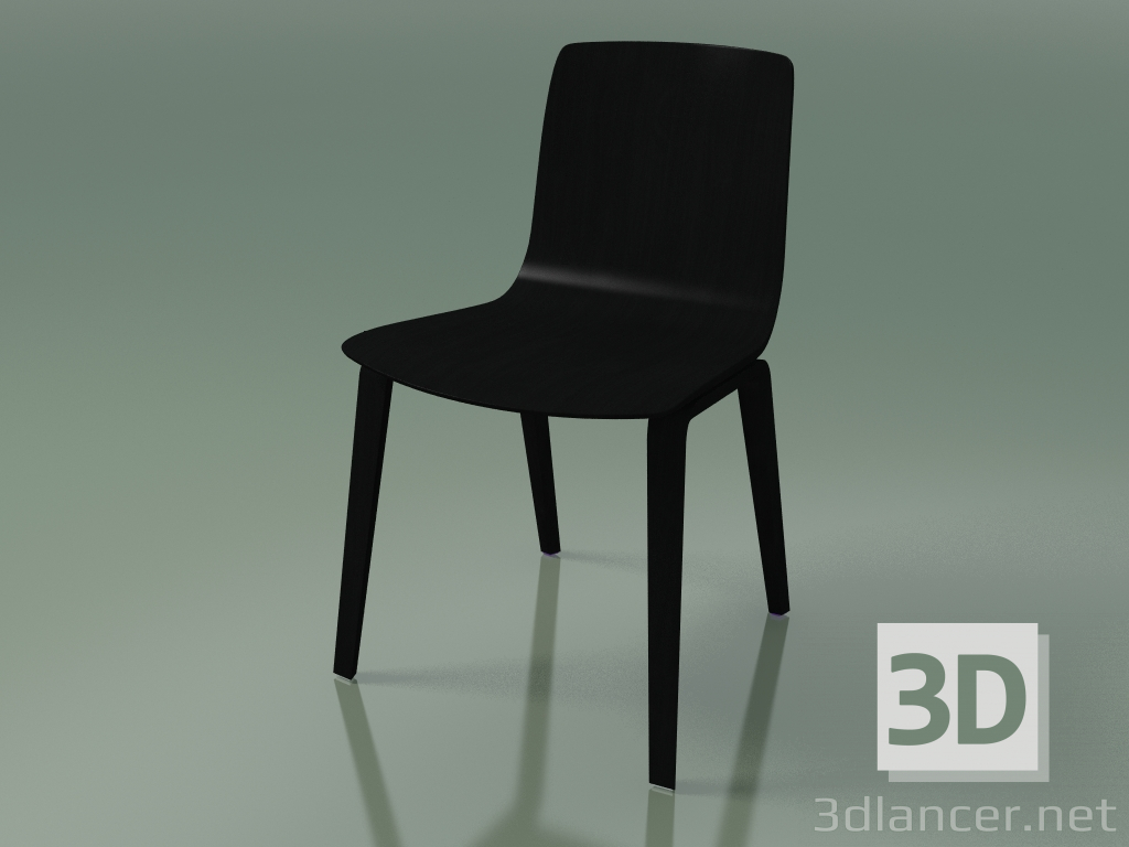 3D modeli Sandalye 3910 (4 ahşap ayak, siyah huş ağacı) - önizleme