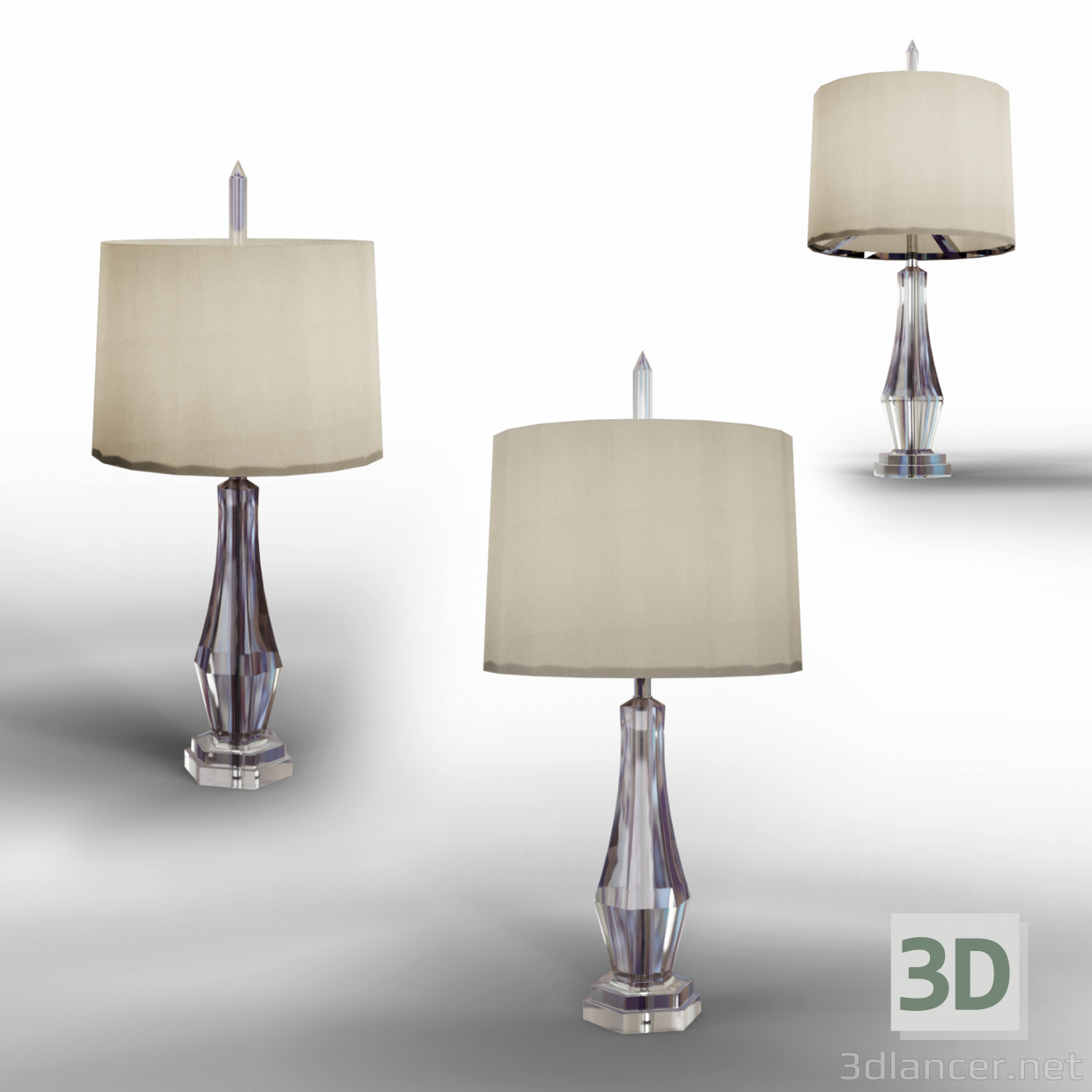 Lámpara de mesa de cristal facetado 3D modelo Compro - render