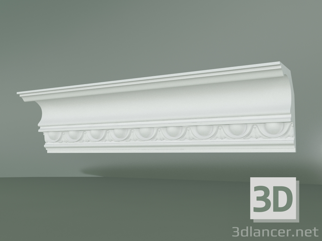 modello 3D Cornicione in gesso con ornamento KV520 - anteprima