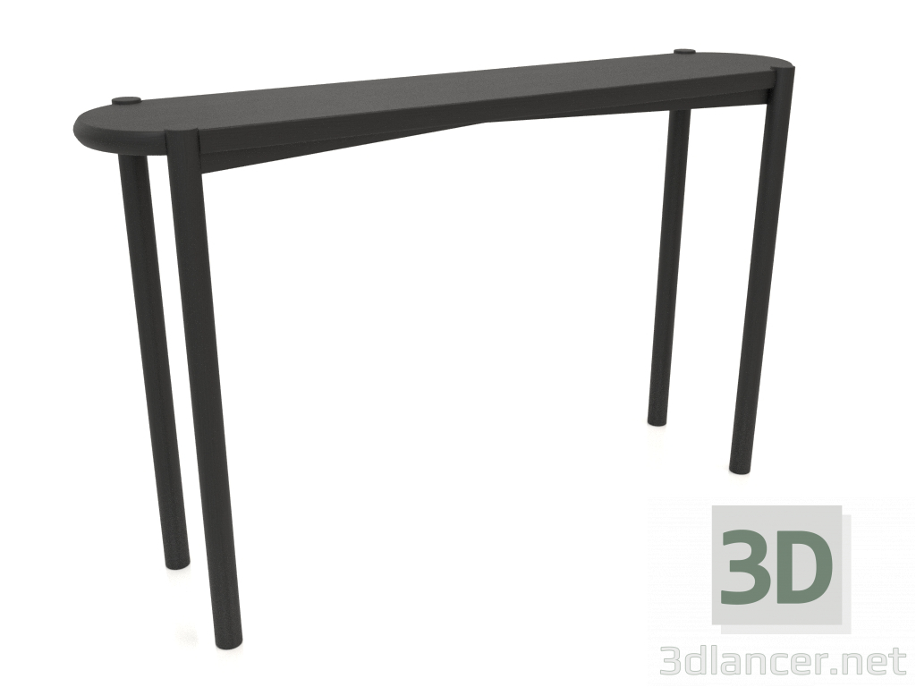 3 डी मॉडल कंसोल टेबल (गोल सिरे) (1215x280x754, लकड़ी काला) - पूर्वावलोकन