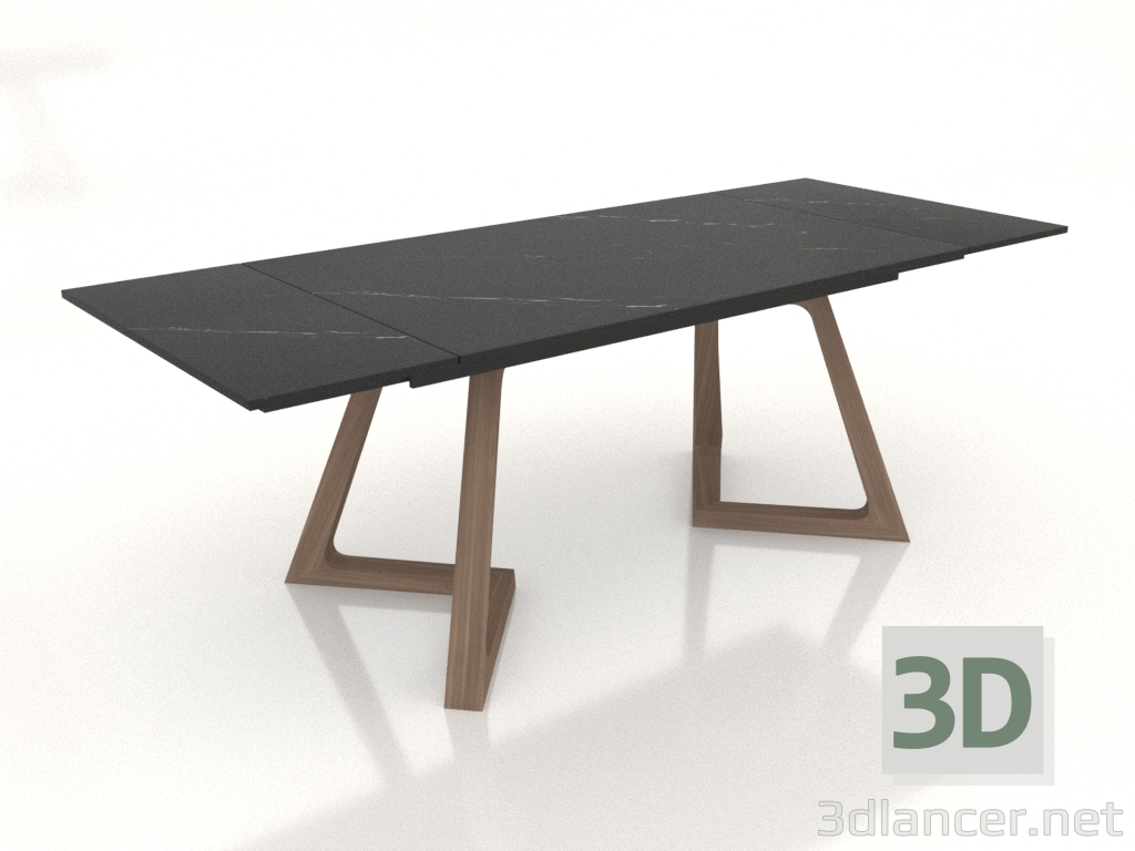 modello 3D Tavolo pieghevole Sorrento 160-220 (ceramica nera-frassino) - anteprima