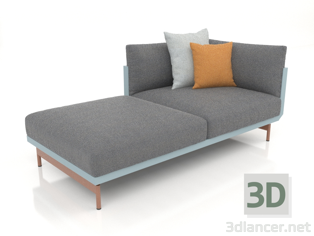 modèle 3D Module canapé, section 2 gauche (Bleu gris) - preview
