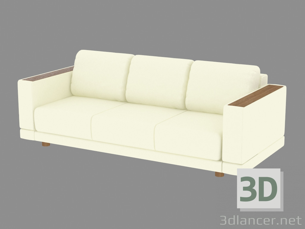 3d model Sofá de cuero para tres personas - vista previa