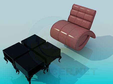 modèle 3D Table et chaise fantaisie - preview