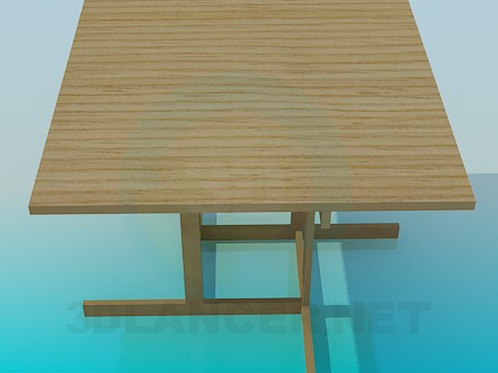3d модель Деревянный обеденный стол – превью