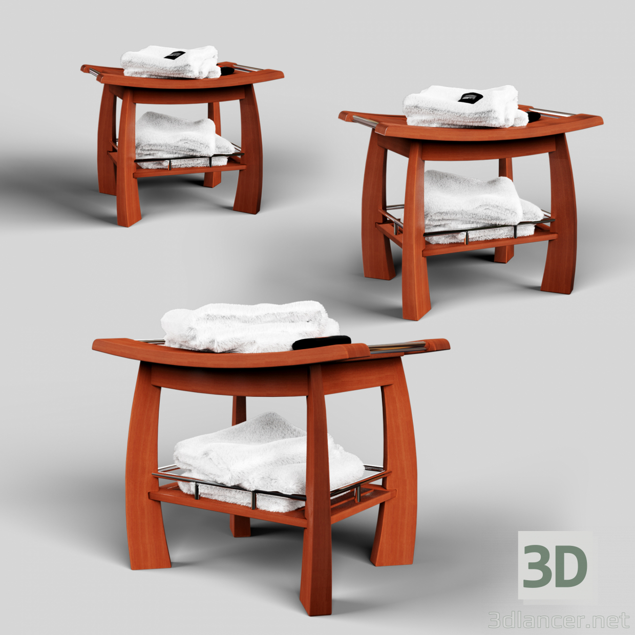 modello 3D di SPA BANCO DOCCIA TEAK CON SCAFFALE comprare - rendering