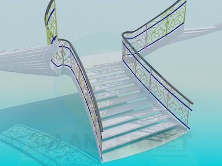 3d model Escalera con barandilla forjada - vista previa