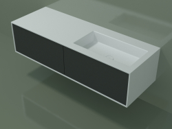 Washbasin with drawers (06UC824D1, Deep Nocturne C38, L 144, P 50, H 36 cm)