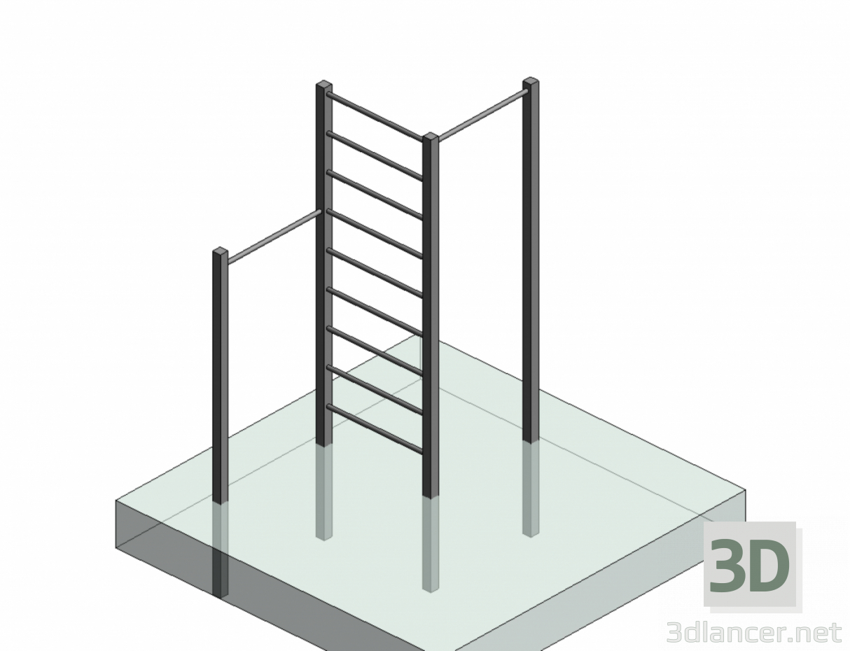 modèle 3D Barre horizontale_Mur suédois - preview