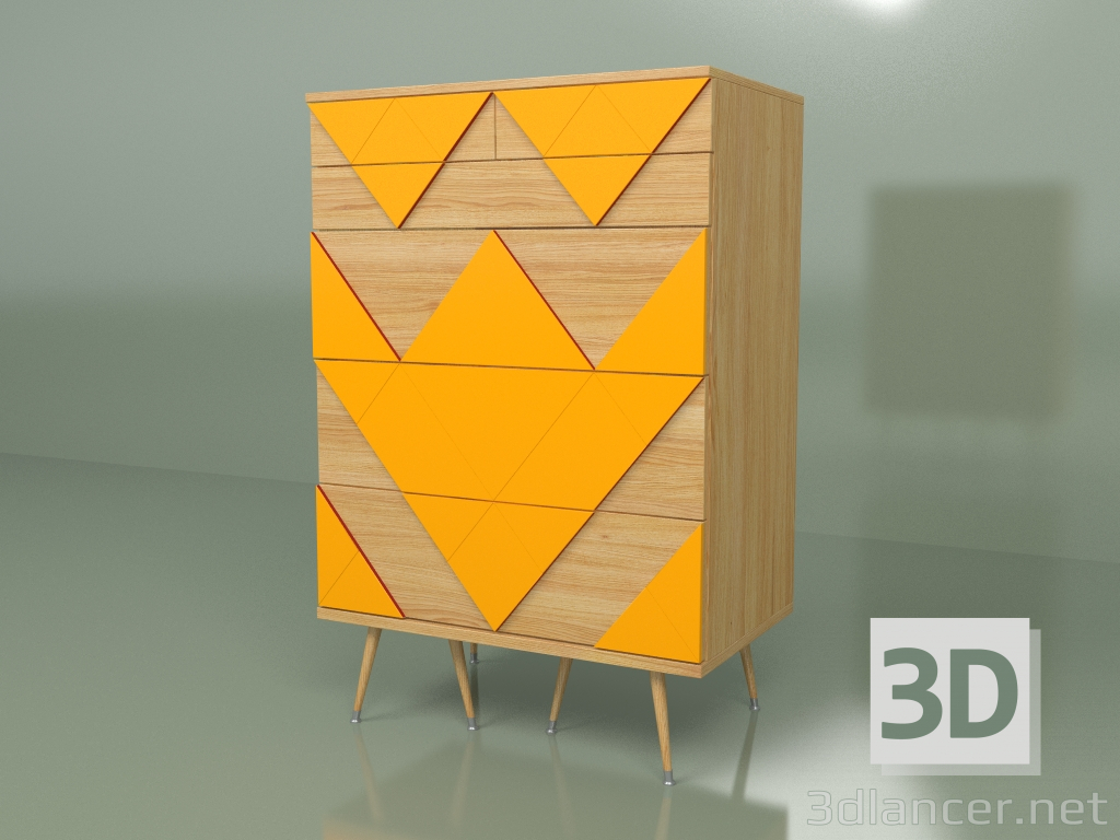 modèle 3D Commode Big Woo (orange, placage clair) - preview
