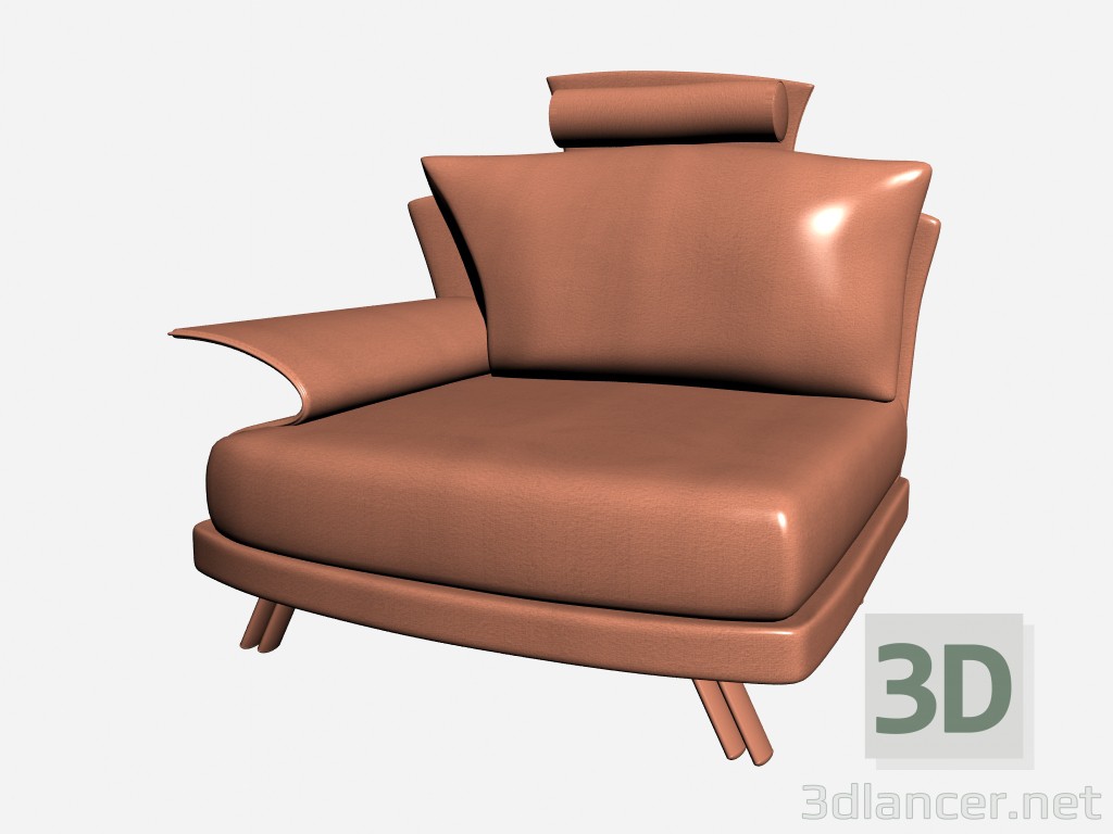 3D modeli Süper roy sandalye koltuk başlığı ile - önizleme