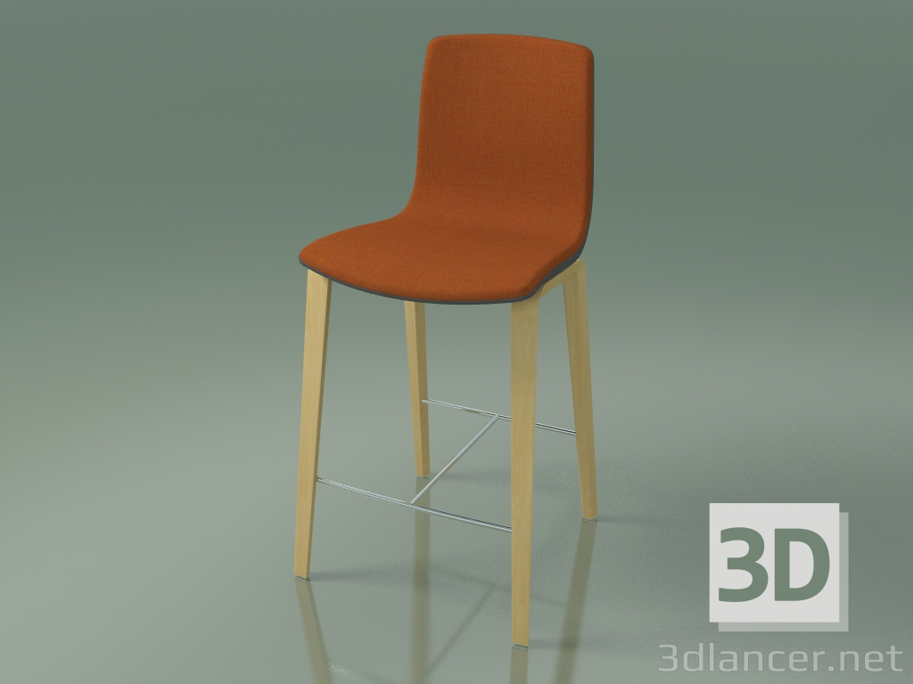 Modelo 3d Banqueta alta 3994 (4 pernas de madeira, polipropileno, com acabamento frontal, bétula natural) - preview