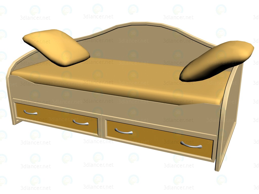 3D Modell Kinderbett mit Schubladen 90 x 200 - Vorschau