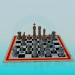 3d модель Шахматная доска с фигурами – превью