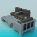 3D Modell Sofa mit Tisch - Vorschau