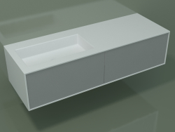 Washbasin with drawers (06UC824S1, Silver Gray C35, L 144, P 50, H 36 cm)