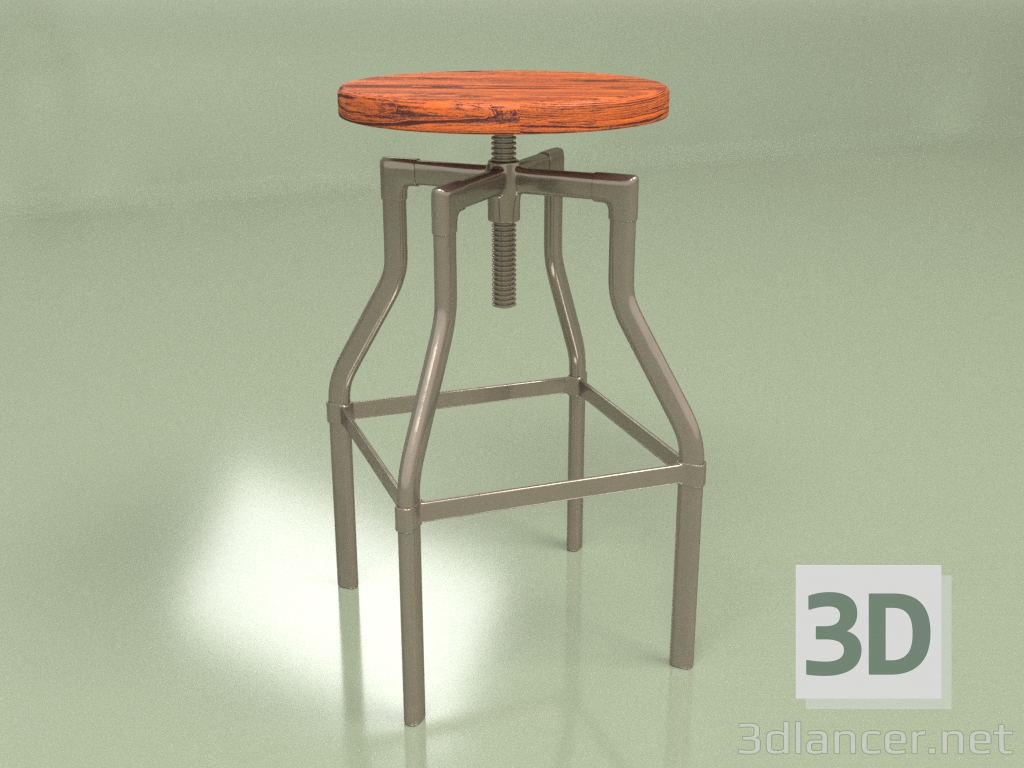 modèle 3D Tabouret de bar Machinist (frêne massif, bronze canon) - preview