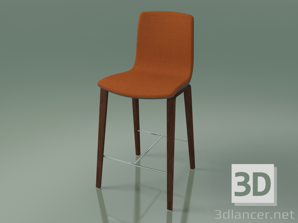 modello 3D Sgabello da bar 3994 (4 gambe in legno, polipropilene, con rivestimento frontale, noce) - anteprima