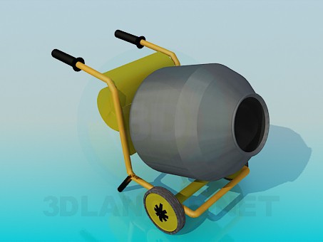 3d model Concrete mixer on the trolley - preview