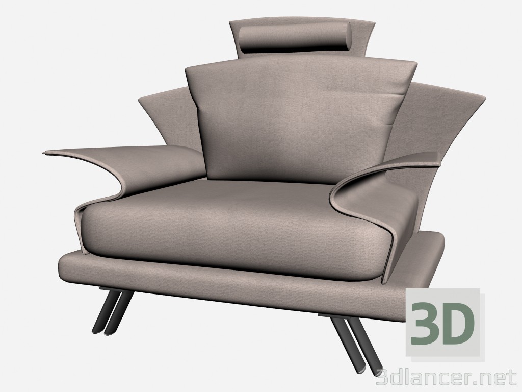 3D Modell Super Stuhl Roy mit Kopfstütze 3 - Vorschau