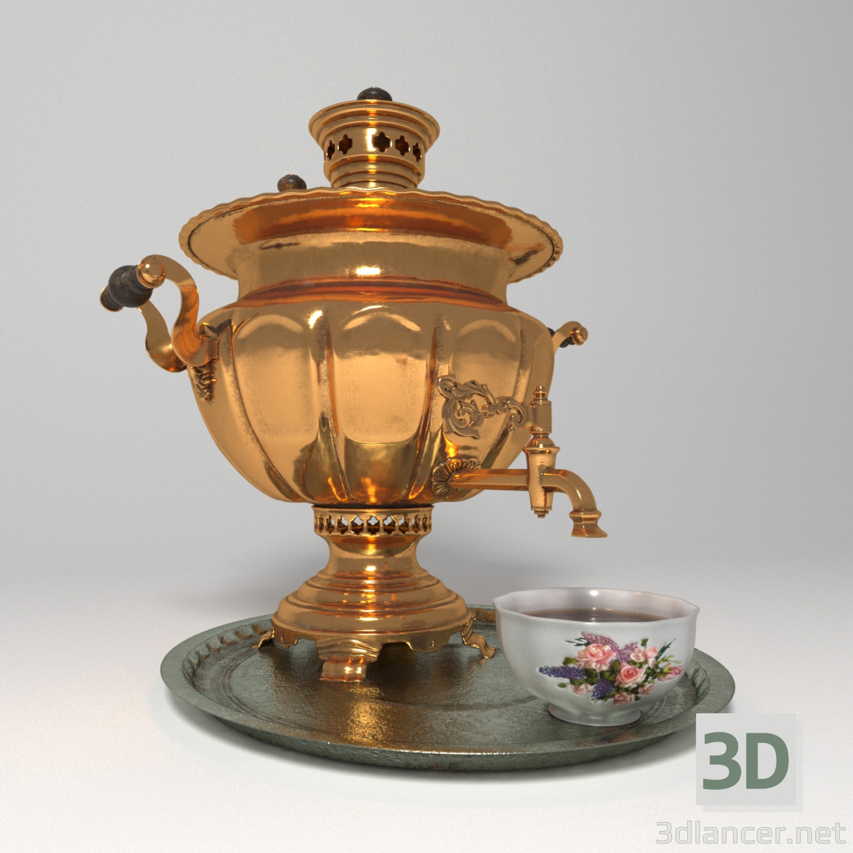 Samovar 3D modelo Compro - render