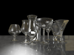 A set of wine glasses.