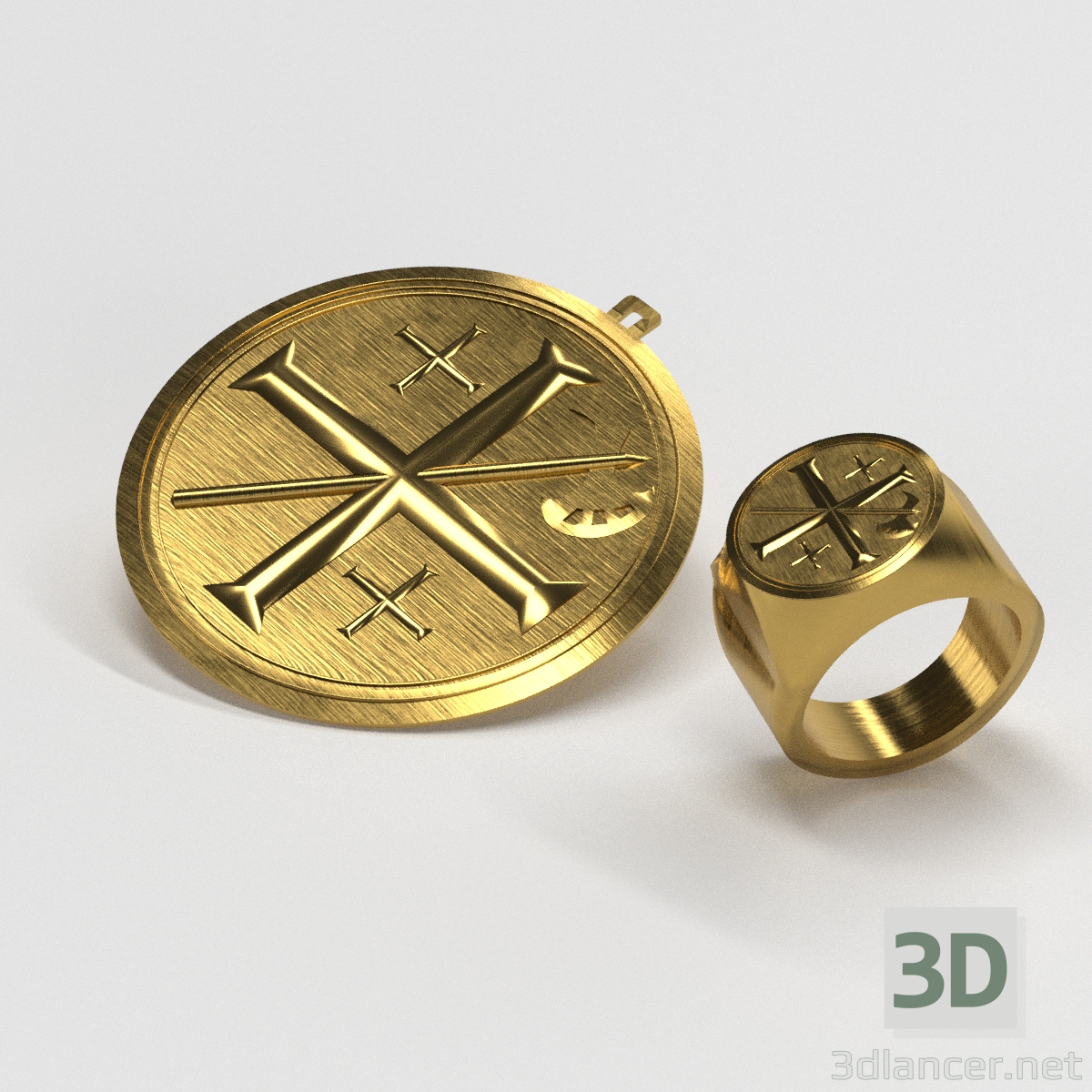 3d Ring and medallion model buy - render