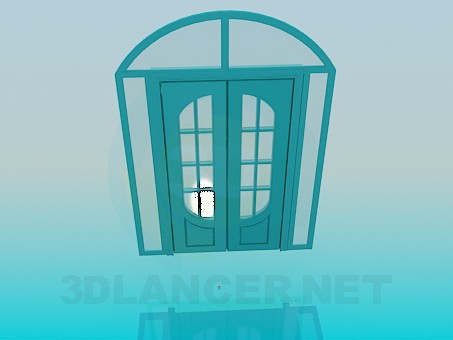3d model Puerta doble con cristal - vista previa