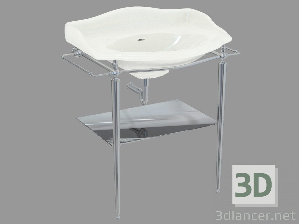 modello 3D lavabo consolle con portasciugamani Boston - anteprima