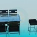 modèle 3D Table et chaises pour bar - preview