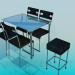 modello 3D Tavolo con sedie per Cafe - anteprima