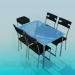 Modelo 3d Mesa com cadeiras para Cafe - preview