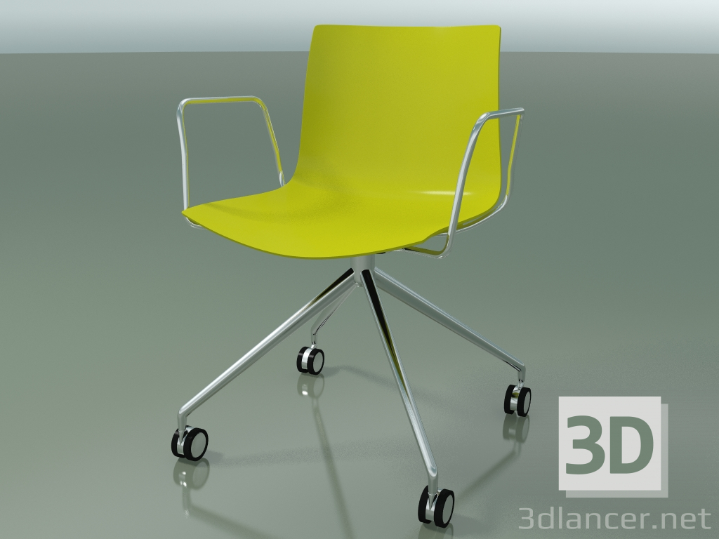 3D Modell Stuhl 0369 (4 Rollen, mit Armlehnen, LU1, Polypropylen PO00118) - Vorschau