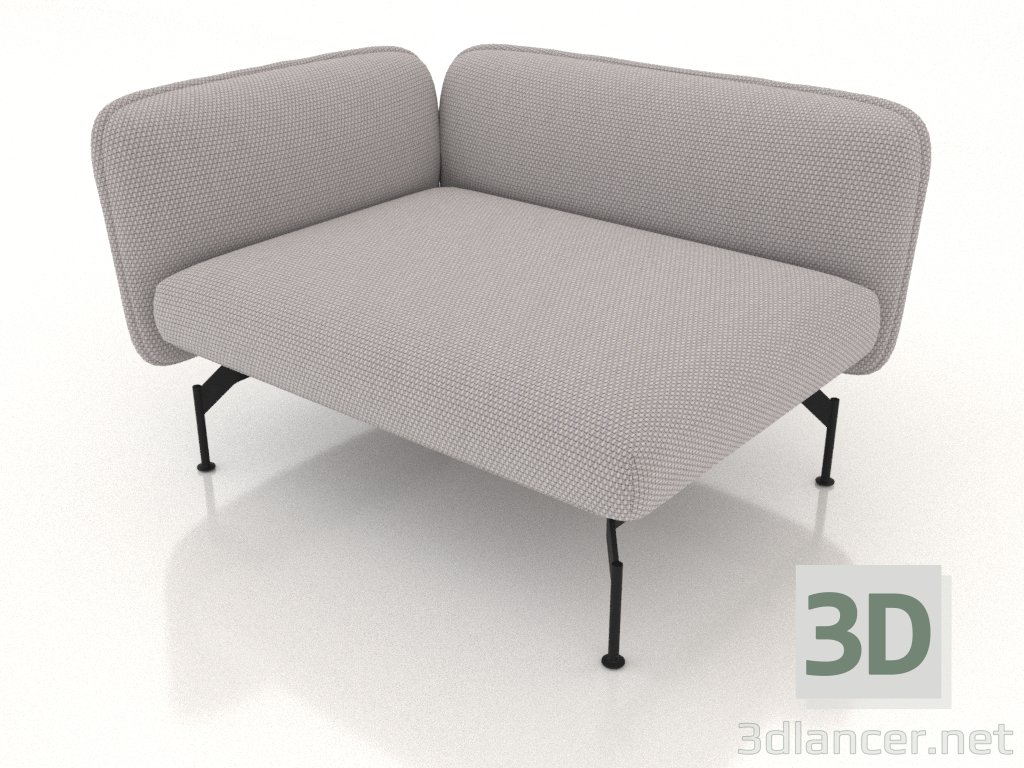 3d model 1.5-seater sofa module with an armrest on the left - preview