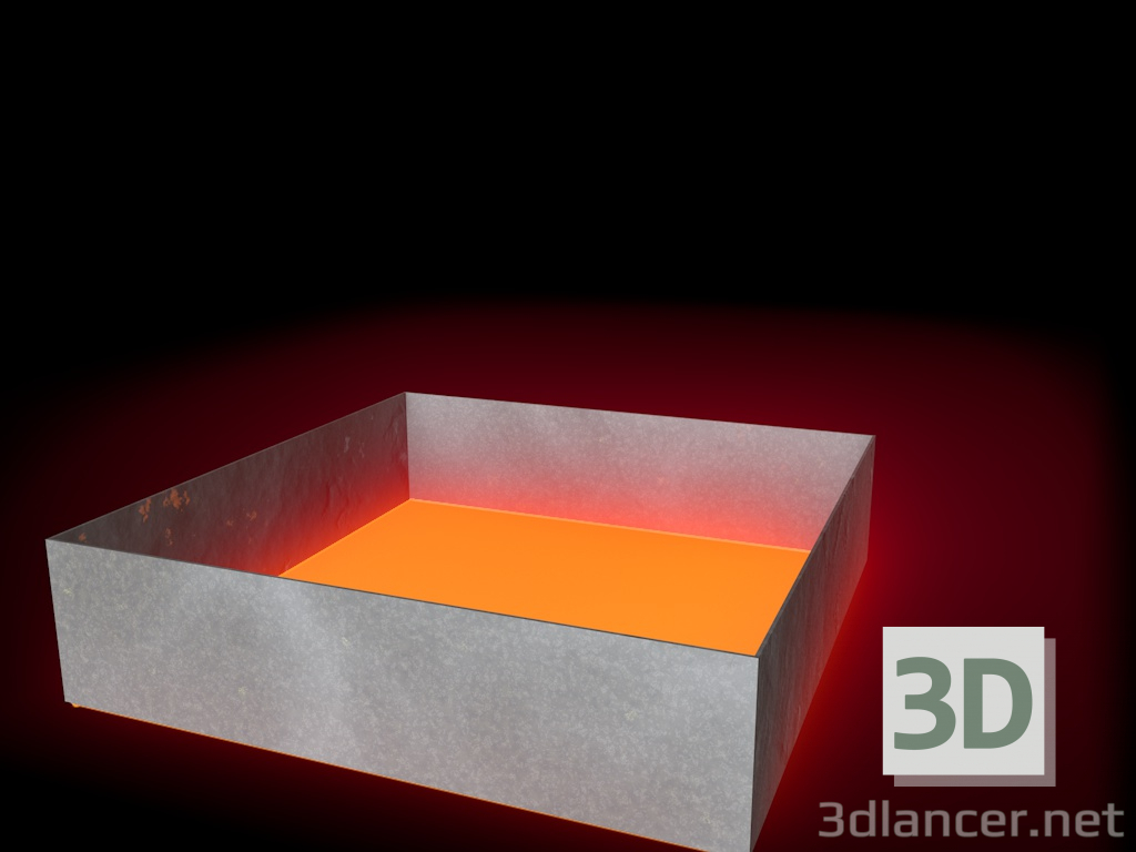 3d model Box with fire - preview