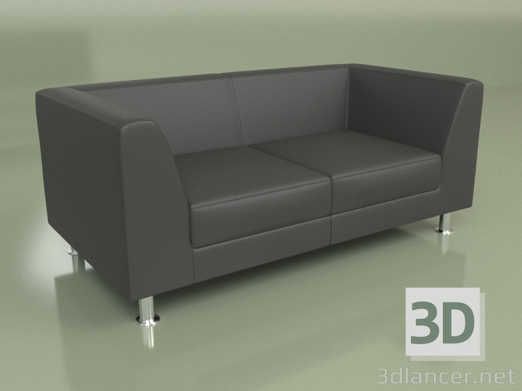 3D Modell Sofa Evolution 2-Sitzer (Schwarzes Leder) - Vorschau